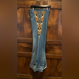 CATO Bell Bottom Flare Jeans 24W Embroidered Hippy Woodstock Plus Size